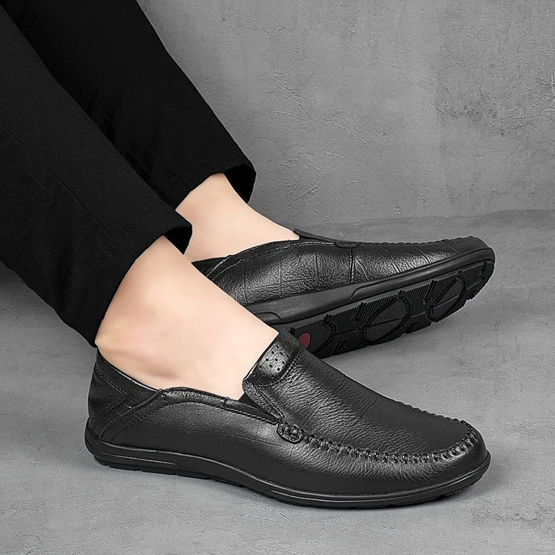 

Men's Fashion Casual handmade sewing loafers genuine Leather Wedding men shoes dress Business Shoes tenis couro masculino a4