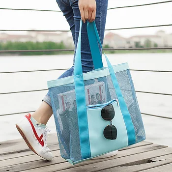 

Hot Sale Travel Beach Bag Large Capacity Storage Mesh Bag Portable Outdoor Wash Swimming Bag Grid Cosmetic Makeup Organizer