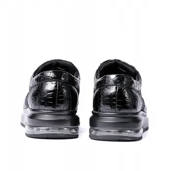 

Crocodile Luxury Men Real Round Toe Thick Platform Sneakers Business Man Casual Alligator Genuine Leather Shoes