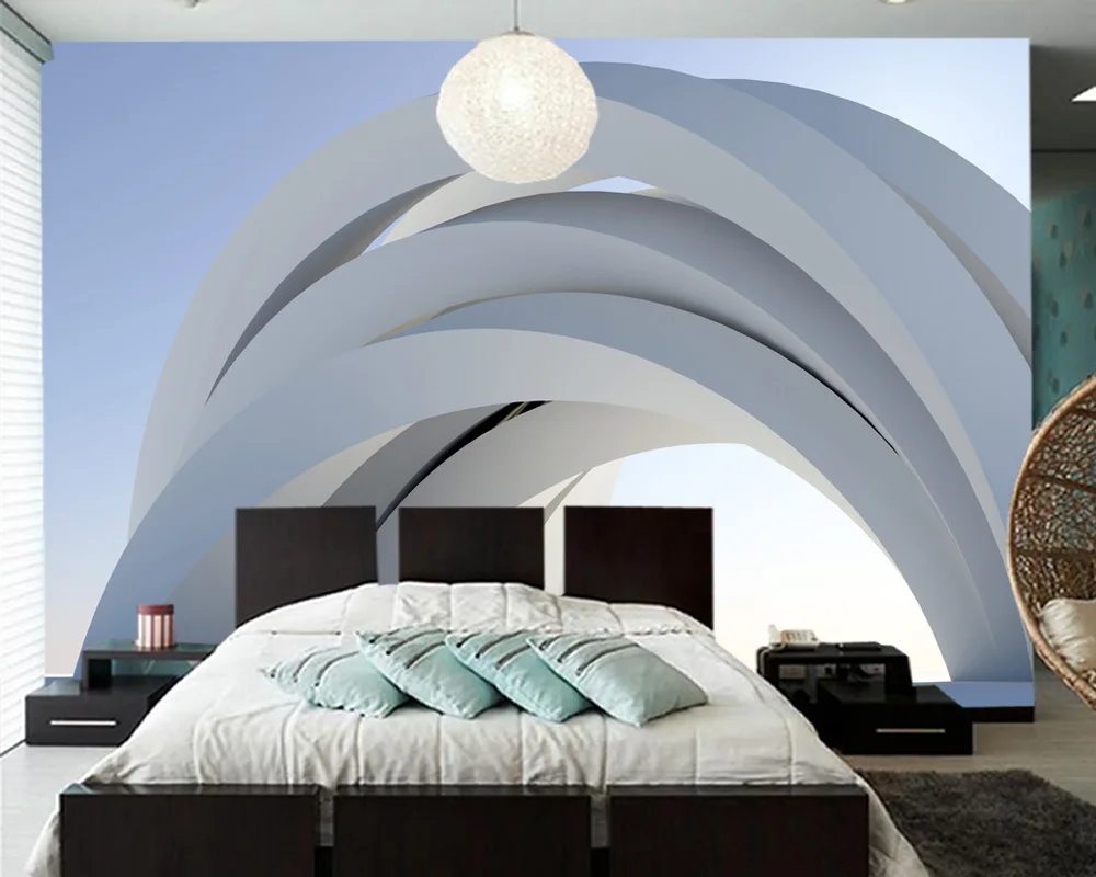 Fondo De Pantalla 3d Con Diseno De Arco Abstracto Y Azul Mural De Papel De Pared Sala De Estar Tv Sofa Pared Dormitorio Papeles Tapiz Decoracion Del Hogar Papeles Pintados Mejoras Para El Hogar