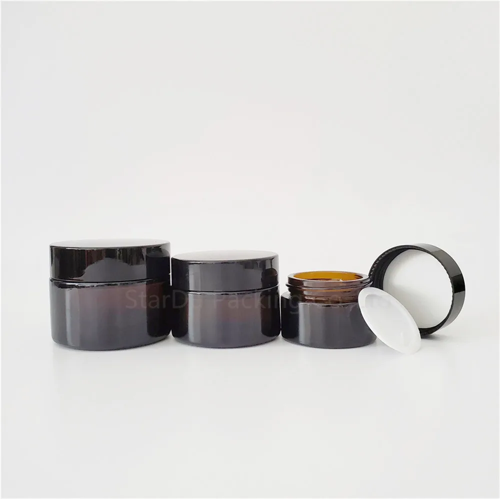 2400 шт 15 г стеклянные банки для косметики янтарные Крема Косметическая упаковка с