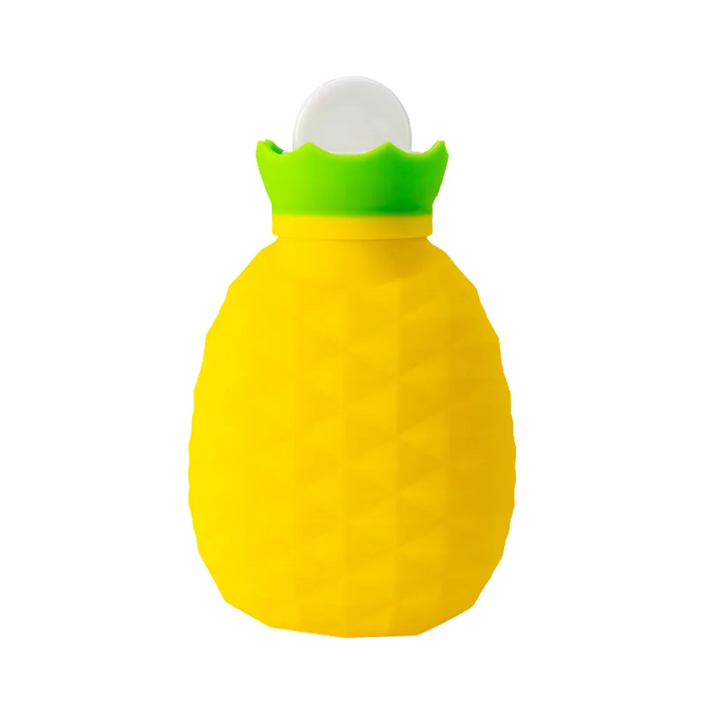 Силиконовая грелка для воды в форме ананаса в форме фруктов, грелка для рук, размер 13,5X8X5 см, 200 мл, дизайн с большой резьбой, без капель, XJ - Цвет: YE