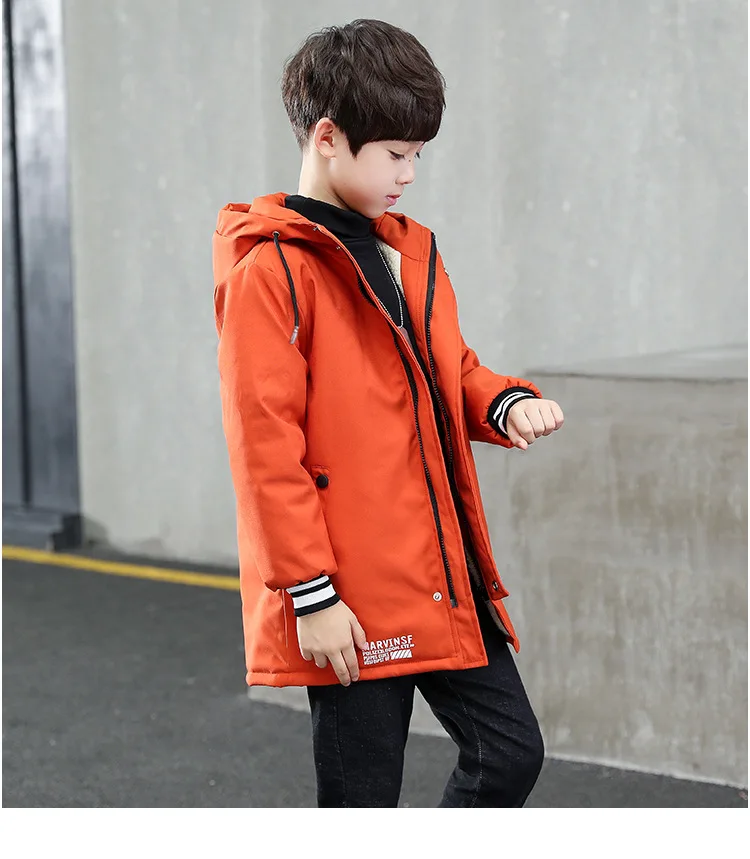 Boys' Wind Coat Spring And Autumn New Style Korean-style Big Boy Casual Children Mid-length Winter Brushed And Thick Tops