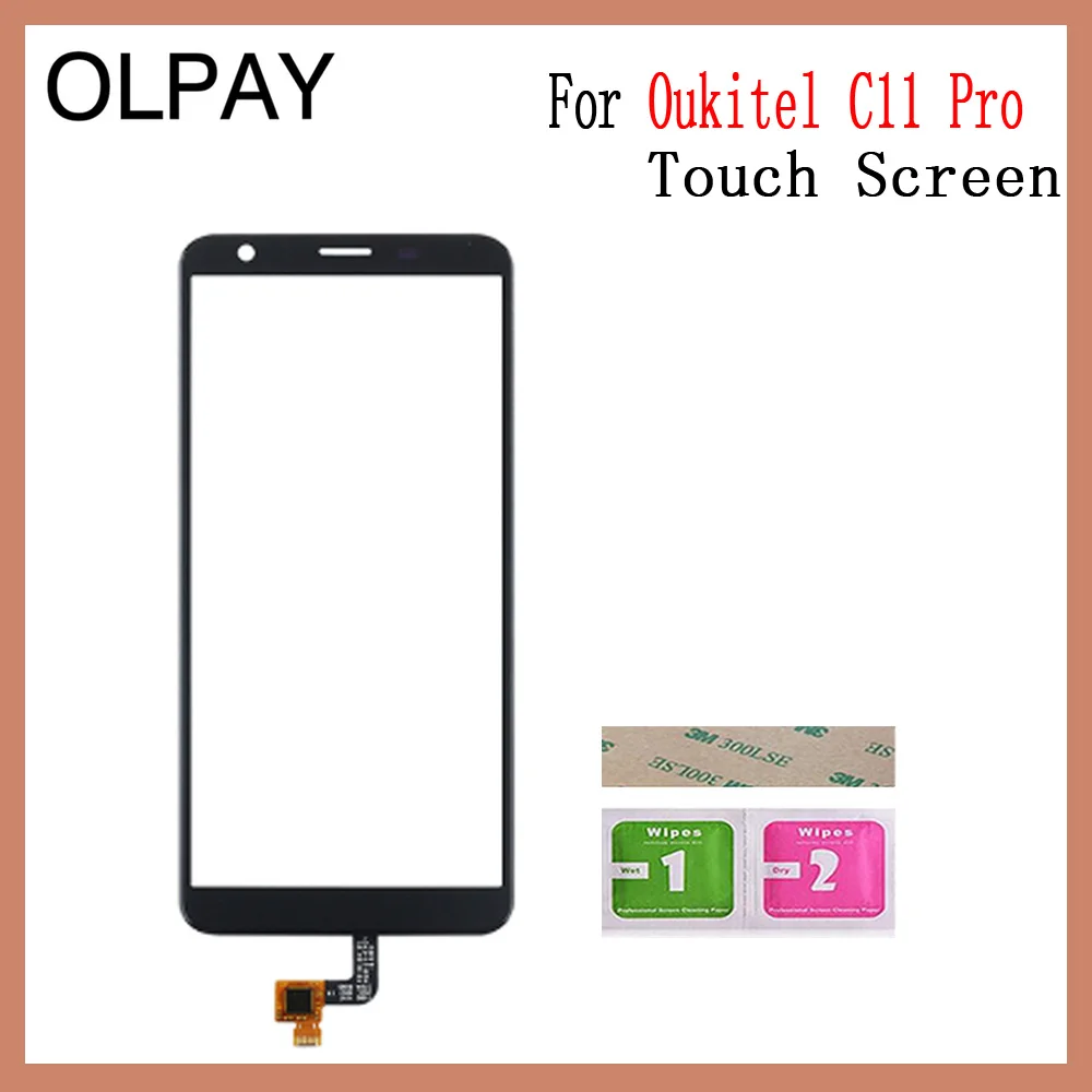 C11 Pro Black Сенсорная панель мобильного телефона для Oukitel C3 C4 C5 C8 C9 C11 Pro Сенсорный экран дигитайзер сенсор внешняя стеклянная панель объектива - Цвет: C11 Pro Black