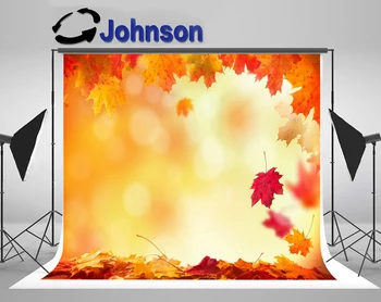 

Discount Autumn Fallen Leaves Yellow Maple Polka Dots Light Bokeh Baby backgrounds Computer print scenic photo backdrop
