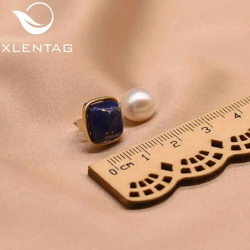 XlentAg, серьги-капли с натуральным квадратным Лазуритом, пресноводным жемчугом для женщин, 925 серебряные серьги-гвоздики ручной работы, хорошее ювелирное изделие GE0327 - Цвет камня: style 1