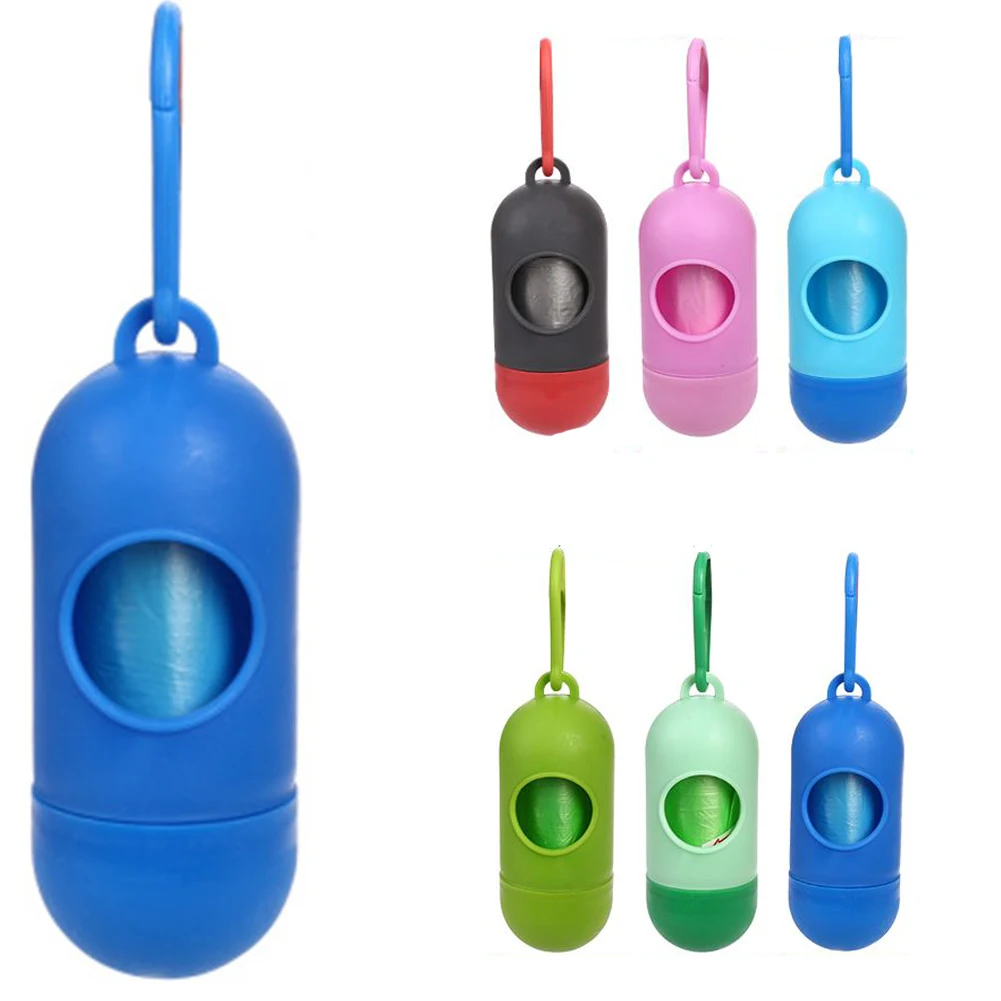 New Pill Shape Pet Dog Poop Bag Dispenser Waste Garbage Bags Carrier With Cat For Cleaning Supplies |