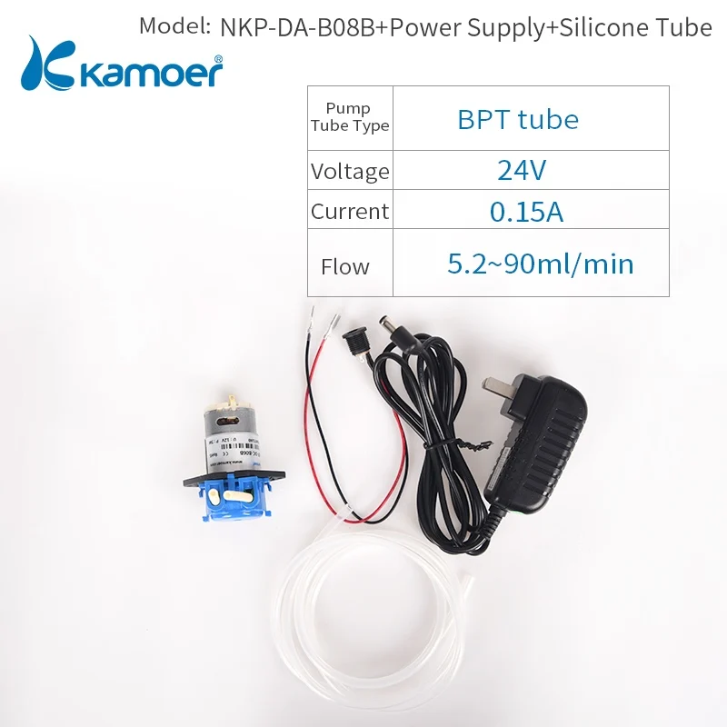 Kamoer NKP перистальтический насос с использованием геотермальной энергии(DC мини водяной насос 12 V/24 V, БПТ/силиконовые трубки,, прямые, л Тип - Напряжение: NKP-DA-B08B-Suit