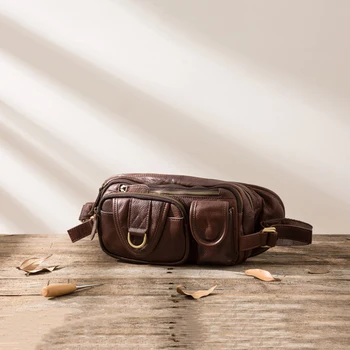 

Custom Genuine Leather Bags Men Waist Bags Casual Male Messenger Bags Small Trave Bag Wallet Cigarette Case for Phone