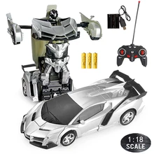 

RC Car 24CM 1:18 Scale Transformation Transformer Deformation Electric Remote Control Sports Vehicles Robots Toys for Kids E04