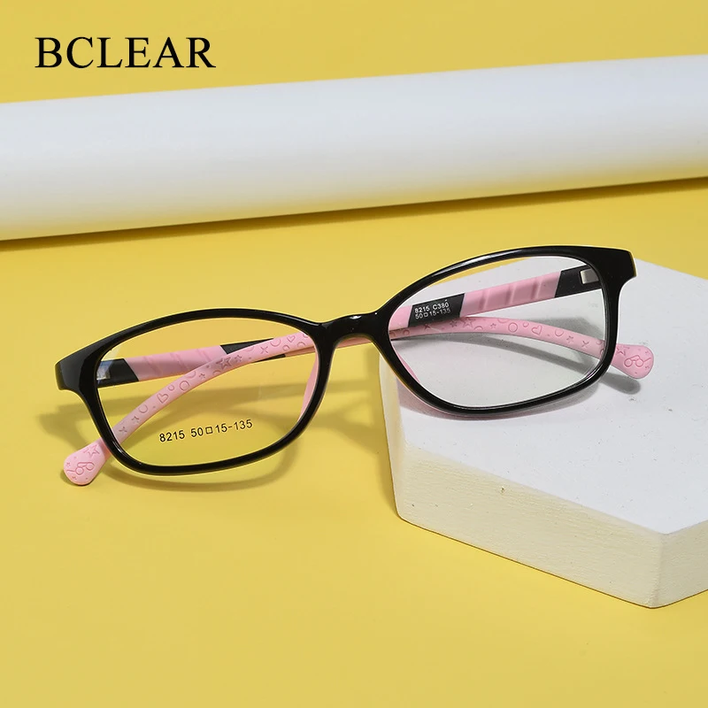 Kids Glasses Frame Teens Flexible Smart Looks Cute Eyewear Frame with Clear Round Lens for Boys Girls Age 5-12 