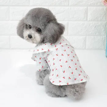

Summer Pet Clothes Cotton Pet Dog Summer Clothes for Small Dogs Clothing Yorkshire Cherry Print Cool Pet Shirt Ropa Perro Teddy