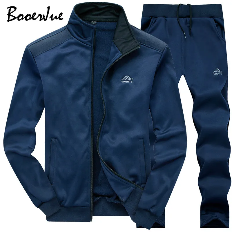 Sweat terno de treino dos homens da moda conjunto dois pieces zíper quente moletom jaqueta + sweatpants moleton masculino dos homens jogger define