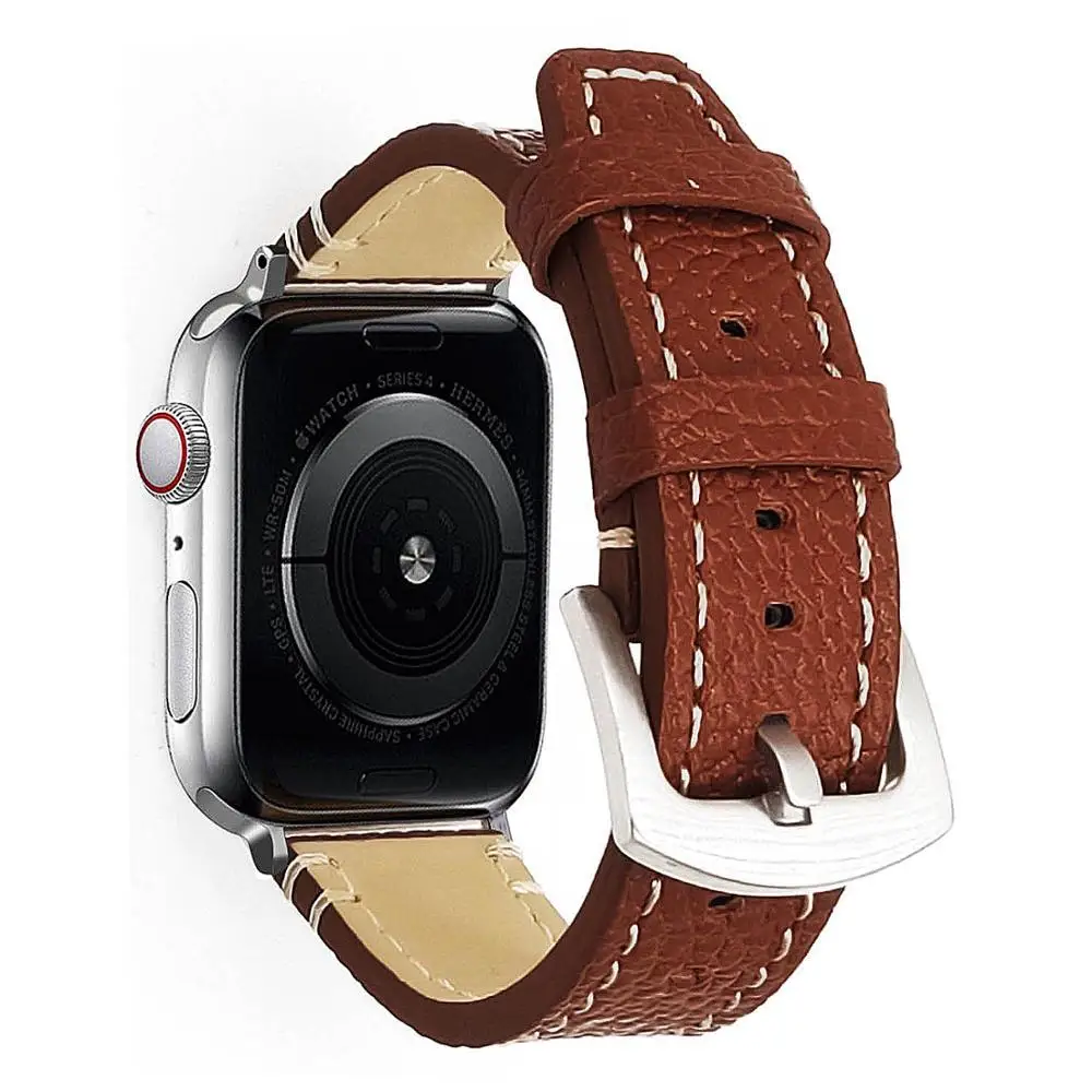 Dark Brown Высокое качество кожаный ремешок для наручных часов для Apple Watch, версия 1, 2, 3, 42 мм, 38 мм, версия браслет ремешок для наручных часов iwatch серии 5 4 40 мм 44 мм - Цвет ремешка: Dark Brown