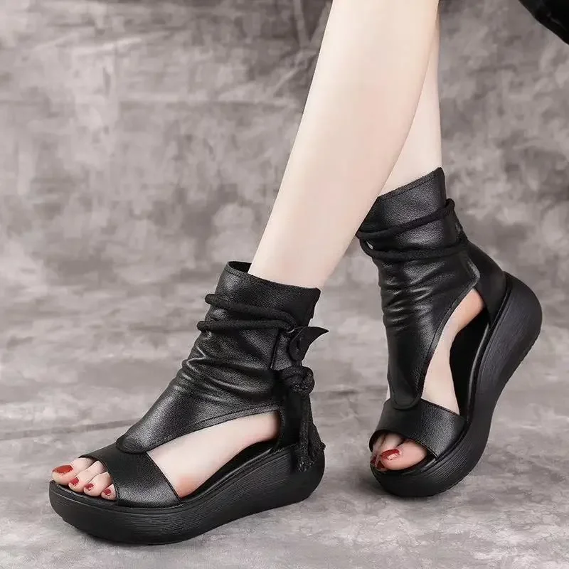Summer Women Leather Sandals Platform Shoes Wedges Boots Women Shoes women wedges heels shoes,women sandals