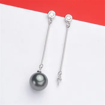 

S925 Sterling Silver Flash Design Pearl Earrings Holder Women DIY Pearl Earrings Components Silver Gold Color