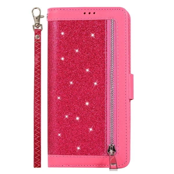 Hotpink Чехол для Samsung Galaxy A7 A750F крышка Блестящий Флип кожаный кошелек на молнии чехол Капа для Galaxy A7 чехол kimTHmall - Цвет: Hotpink
