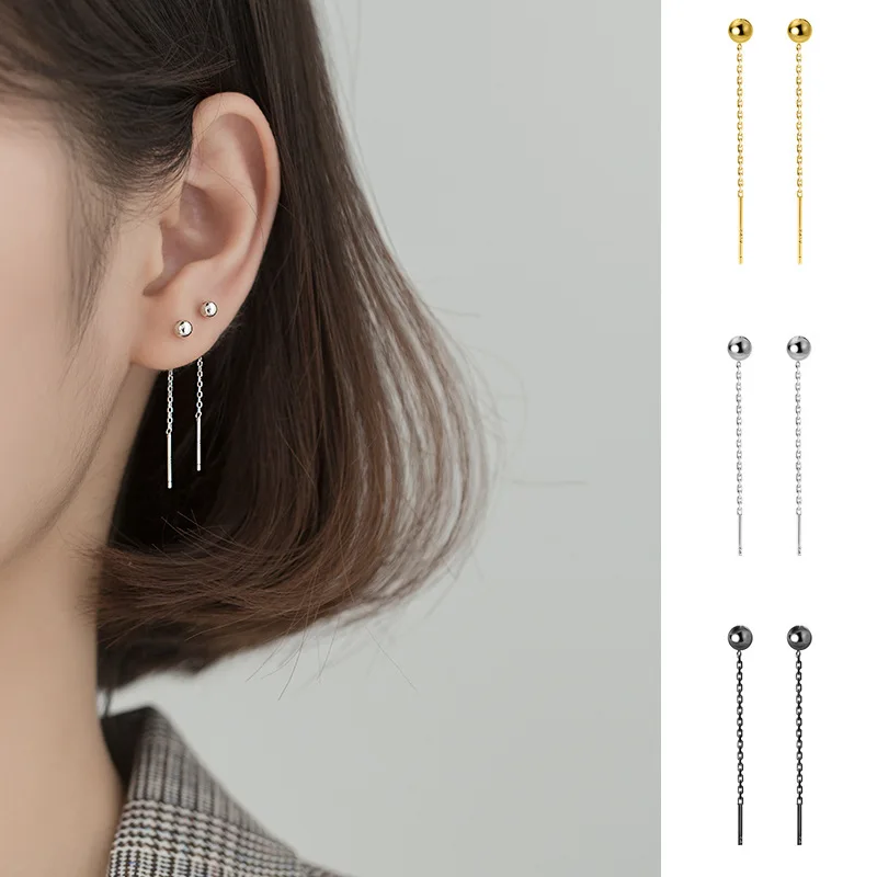 Stud-Earring Silver Jewelry 925-Sterling-Silver Minimalist Women Little-Bead Trusta Fashion