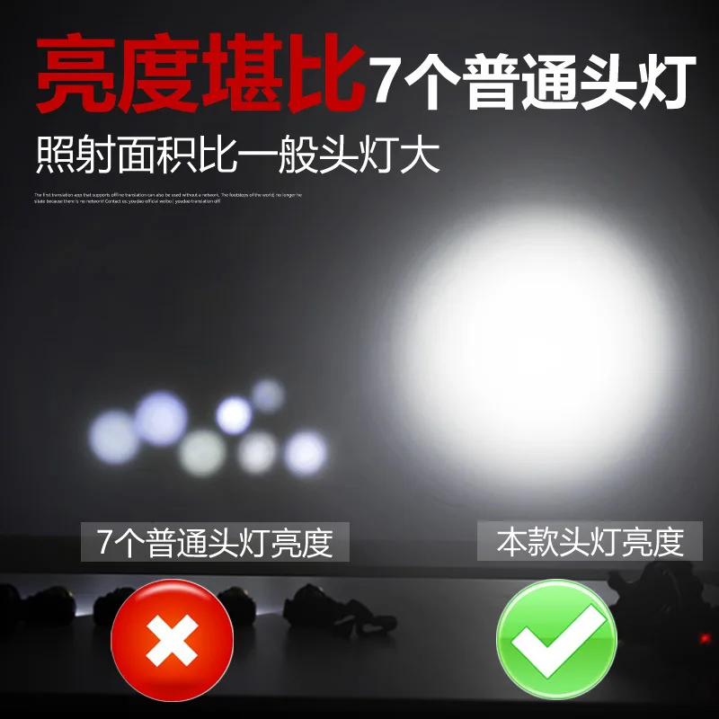 Трансграничной стиль 7LED крупных налобный фонарь USB Перезаряжаемые на открытом воздухе при ношении фонарик Охота ночное рыболовные Налобные фонари