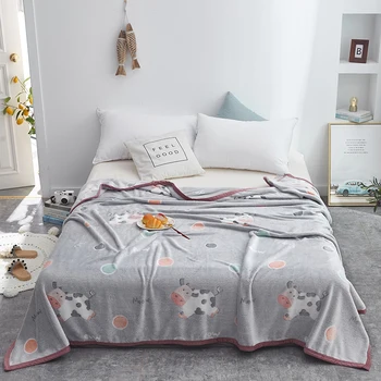 

Cow Super Soft Blanket Flannel Aircraft Sofa Office Children Blanket Towel Travel Fleece Portable Car Travel Cover Blanket