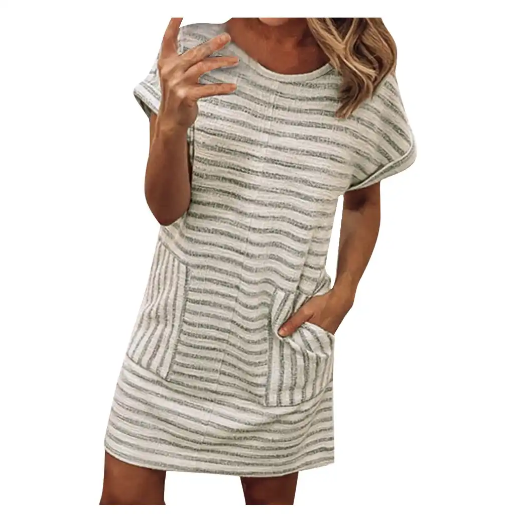 Striped pocket mini dress Clearance