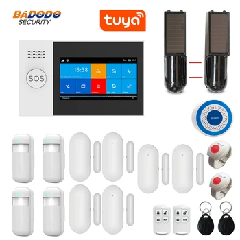 

WiFi GSM GPRS Tuya APP remote control intelligent home Alarm system 4.3 inch Touch Screen solar infrared beam sensor optional