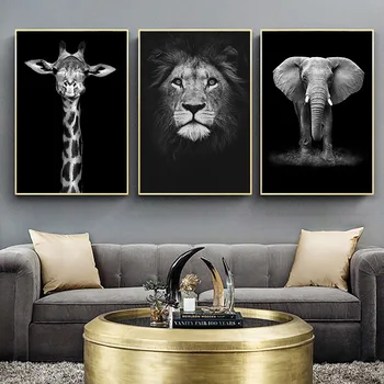

Canvas Painting Animal Wall Art Lion Elephant Deer Zebra Posters and Prints Wall Pictures for Living Room Decoration Home Decor