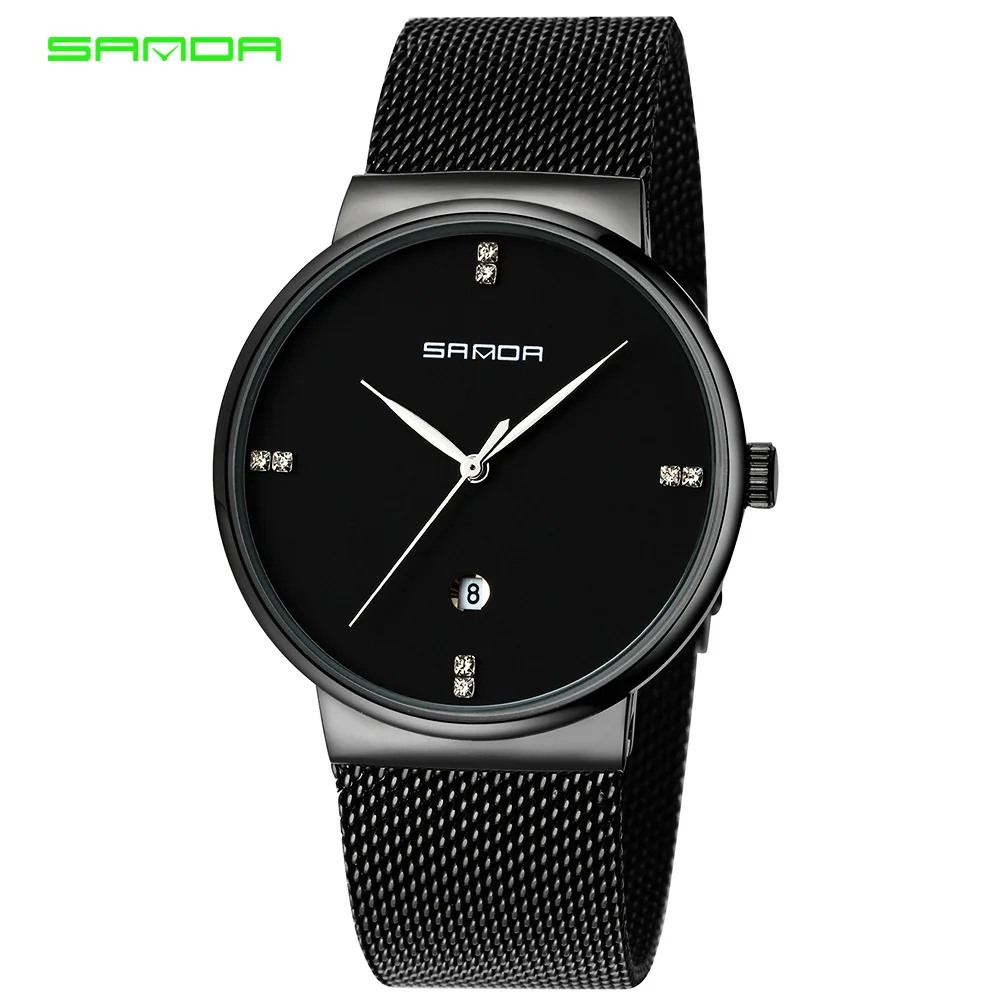 

SANDA Hot Selling Customizable MEN'S Watch Mesh Belt Waterproof Fashion Quartz Watch Calendar Watch Wechat Business