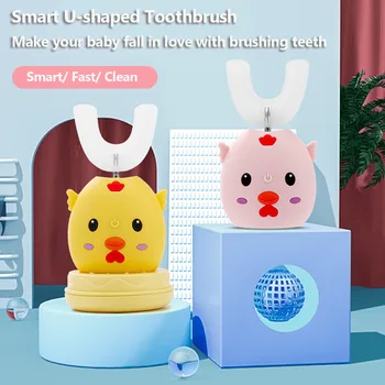 

U-shaped Kids Sonic Electric Toothbrush Cute Cartoon Rechargeable Electric Tooth Brush waterproof Silicone Automatic Teeth Brush