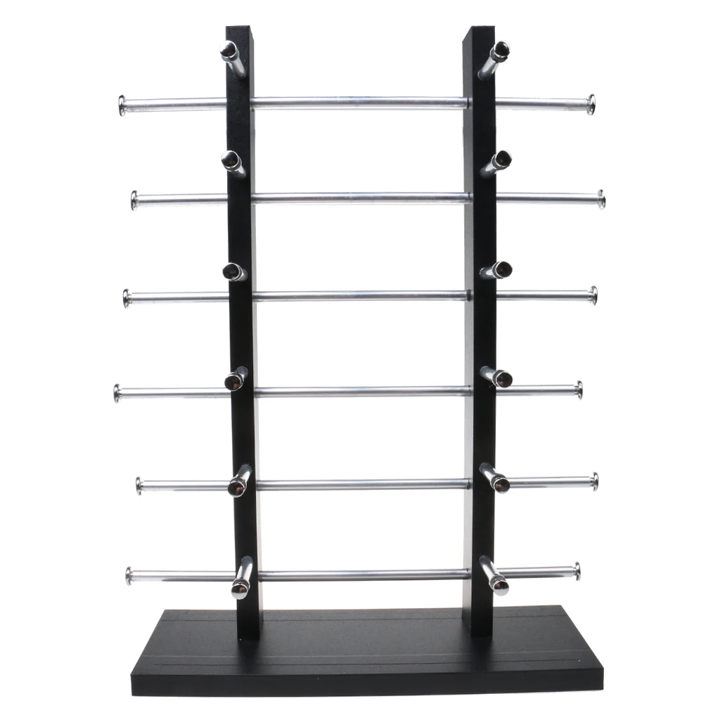 

6-Layer Sunglasses Eyeglasses Display Wooden Frame Rack Stand Holder Organizer Black