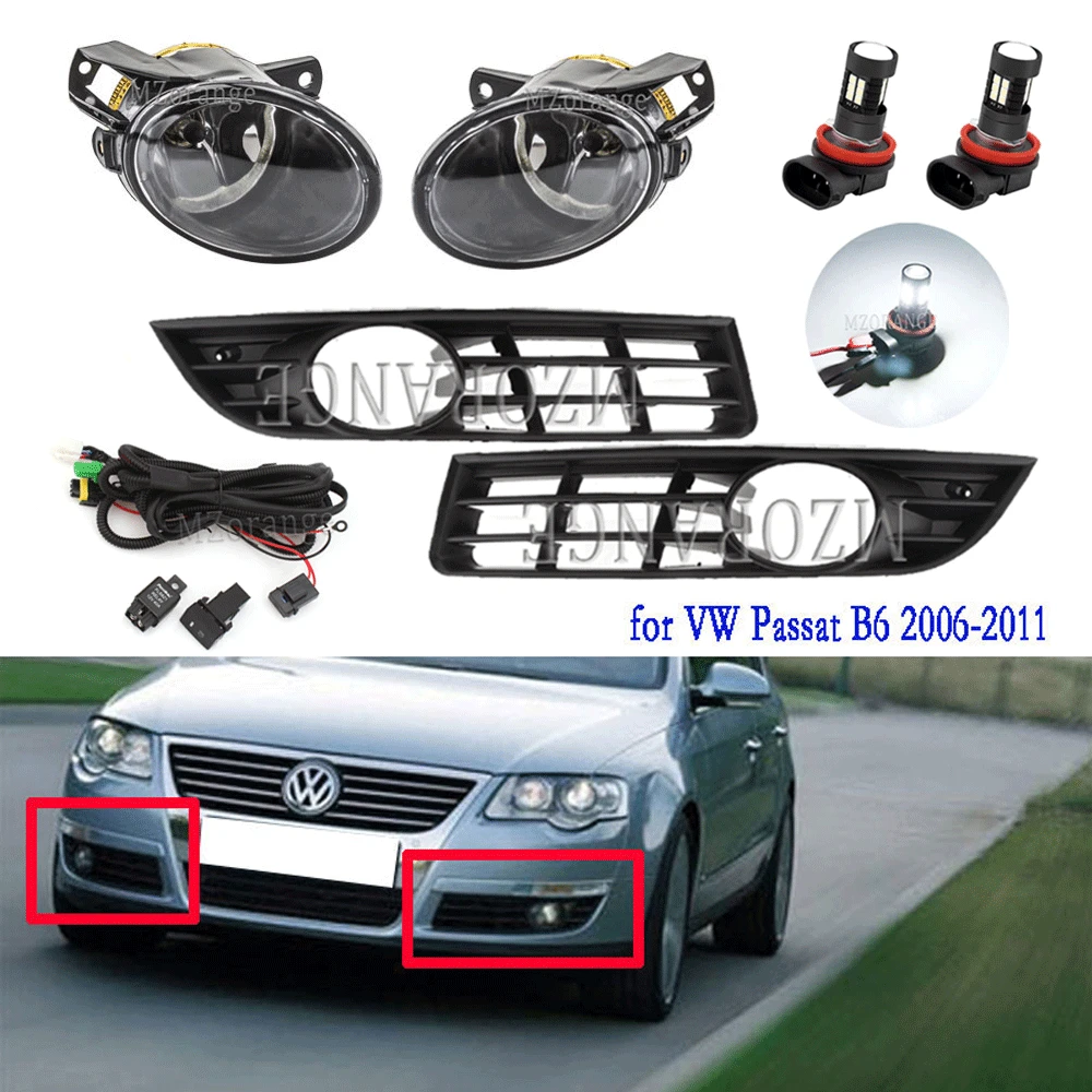 

Fog Lights for VW passat b6 2006-2011 LED Front Headlights Fog Lamp Assembly Halogen Foglights Cover Driving Lamp Accessories