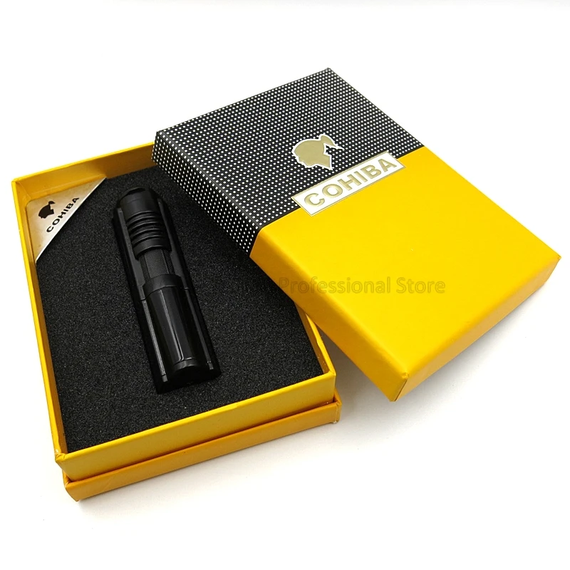COHIBA металлический одиночный фонарь Jet Flame прикуриватель многоразового использования мужской инструмент для курения ветрозащитный