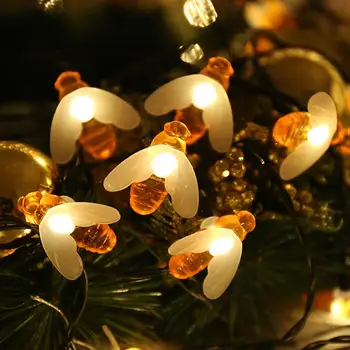 

Bee Shaped LED String Lights Battery Operated Christmas Garlands Fairy Lights For Holiday Party Garden Christmas Decor For Home
