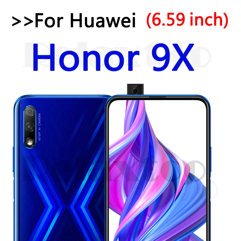 Полное покрытие из закаленного стекла для huawei honor 9x чехол honor 9x honor 9x hono 9x9 x x9 6,59 дюймов Защитная защита glas 9h - Цвет: Black