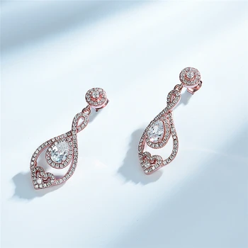 

Jewelry 925 Sterling Silver Clip Eearrings Flower Wedding Party Gift Fashion Fine Jewelry stud earrings for women rose gold