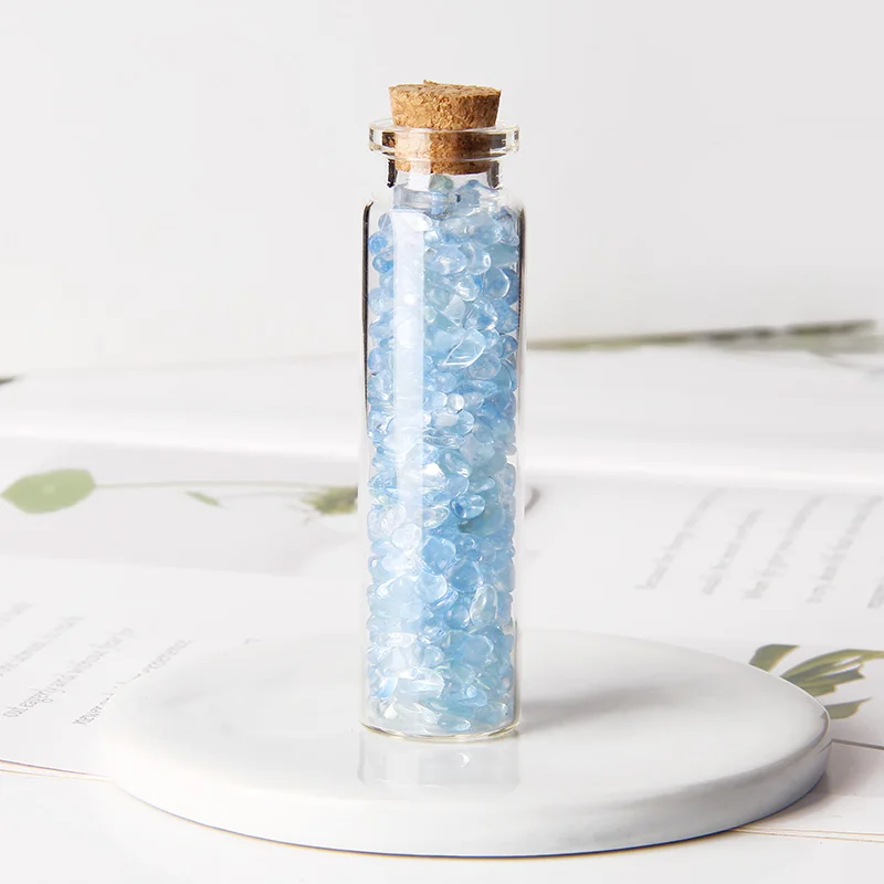 Mini bouteilles de souhait en verre avec pierres naturelles, 42 couleurs,  quartz naturel, Agates, décoration de