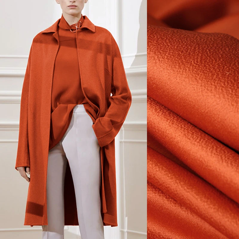 Качественная Двусторонняя кашемировая шерстяная верхняя одежда, 155 см, ширина 750 г/м, красного кирпича, Осень-зима, верхняя одежда E1133