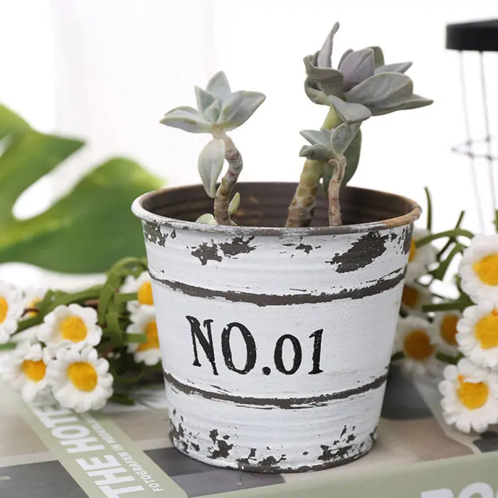 Hot Retro Iron Succulent Plant Pots Waterproof Anti-rust Simple Flower Pot for Garden XJS789