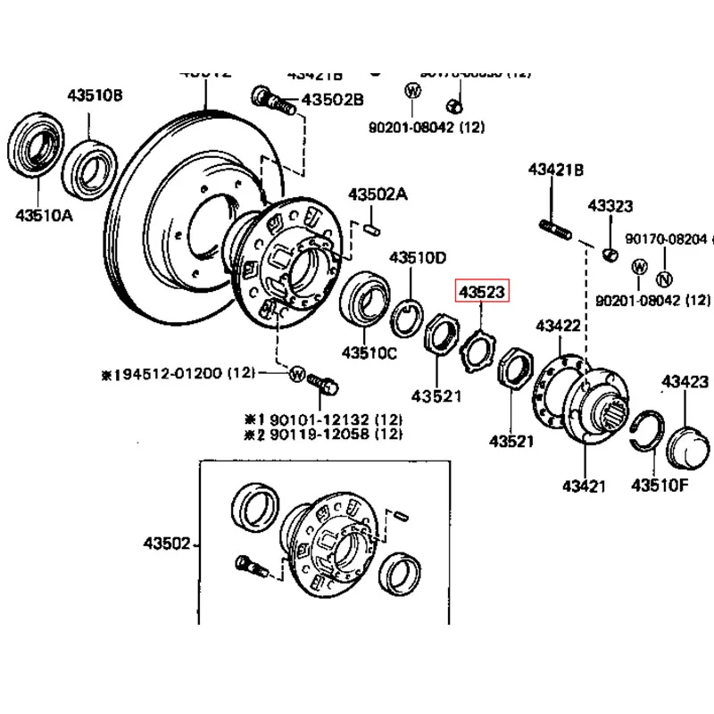 10PCS Front Wheel Adjusting Lock Washer 90215-4 For Toyota Land Cruiser Lexus LX450 LX470 4Runner Hiace LC80 LC100 front wheel hub