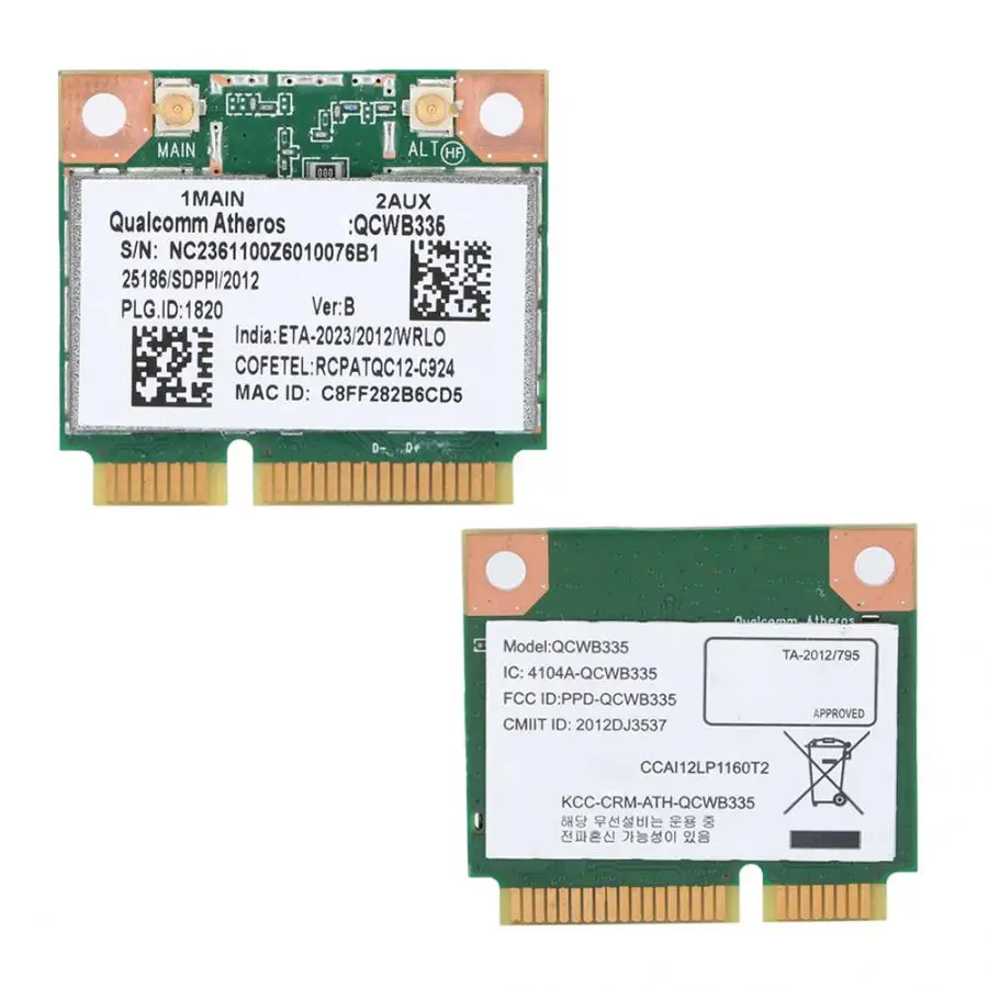 Сетевая карта для Qualcomm Atheros AR9565 QCWB335 150M Mini PCI-E Bluetooth беспроводная сетевая карта Универсальная сетевая карта