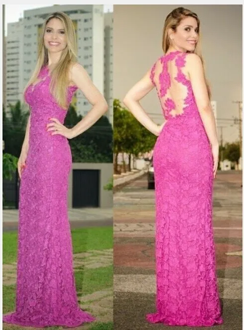 Вечернее платье, vestido de renda longo, модное, сексуальное, с открытой спиной, длинное, кружевное, вечерние, для выпускного, для женщин, летнее, вечернее, для мамы невесты, платье - Color: same as picture