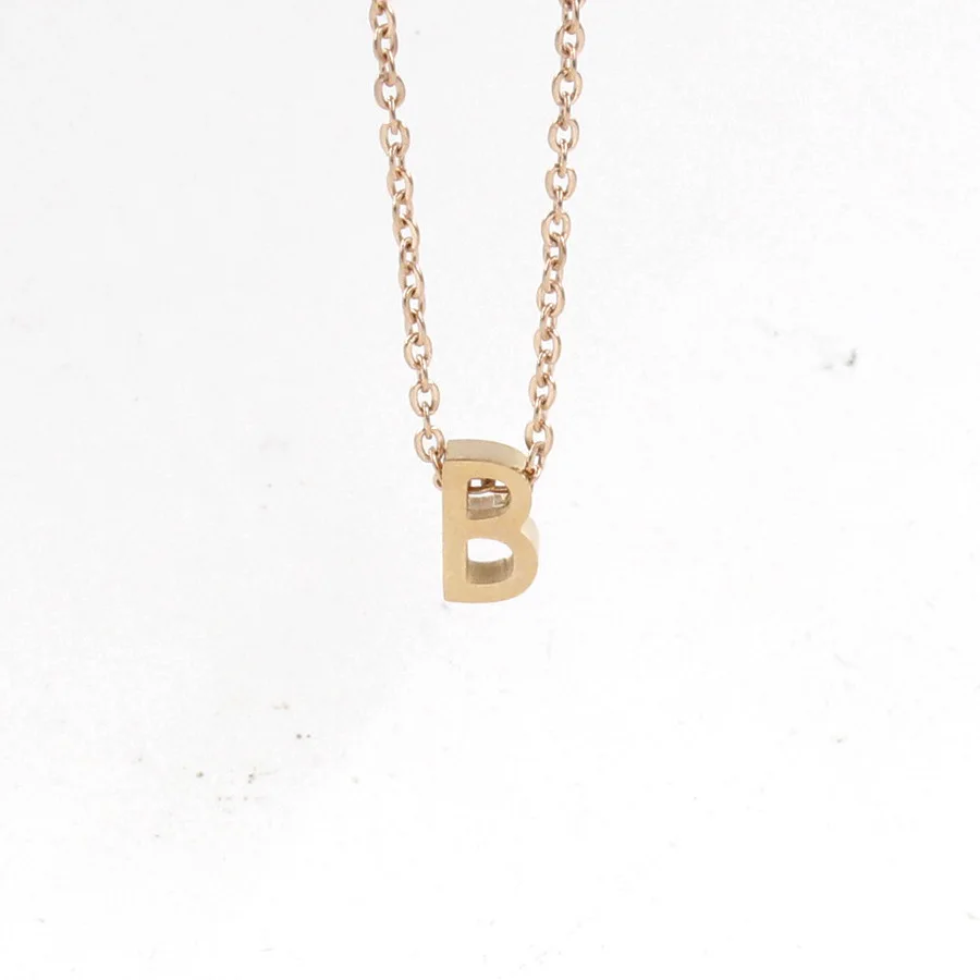 Крошечное розовое золото, нержавеющая сталь, ожерелье с именем 26, ожерелье с буквами и подвеской на шею, колье для женщин и девушек, подарок, ювелирное изделие