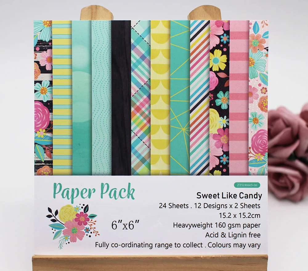 

12/24 sheet 6"X6" sweet like candy patterned paper Scrapbooking paper pack handmade craft paper craft Background pad