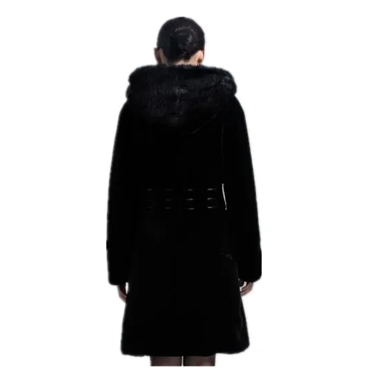 Меховые женские пальто из искусственного меха 6XL, зимние Утепленные черные пальто из искусственного меха, большие размеры, меховое длинное пальто из искусственной норки, M578