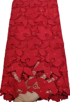 

High Quality African Tulle Guipure Cord Lace Fabric Latest Nigerian French Net Cord Lace Fabric With Stones For Dress ETB83 wine