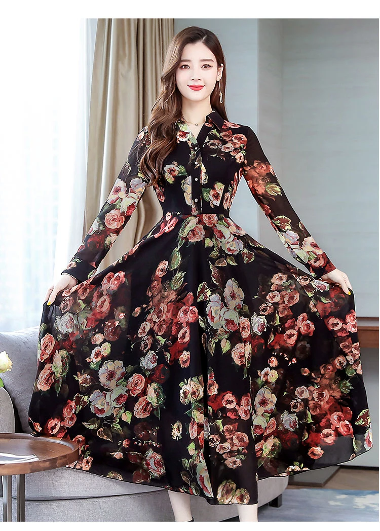 2278# шифоновое платье с цветочным рисунком для фотосессии; Новинка года; стильная популярная юбка для ранней осени; облегающие длинные юбки; юбка феи