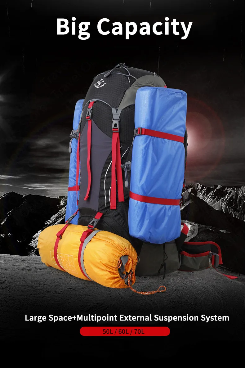 Уличный походный рюкзак большой емкости, сумка для альпинизма, износостойкая сумка, внешняя рама, походная Водонепроницаемая спортивная сумка