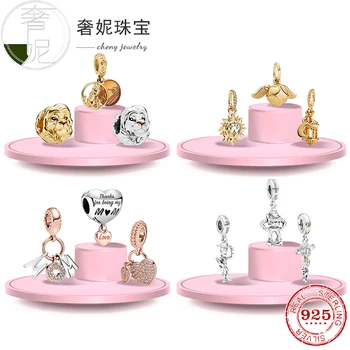 

Cheny S925 Real Silver Lion King Beads Heart-shaped Pendant Charms Fit Original Pandora Bracelets Bangles Women's DIY Jewelry