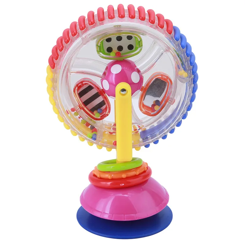 Baby toy plastic toys with three color rotating windmill belt sucker 4