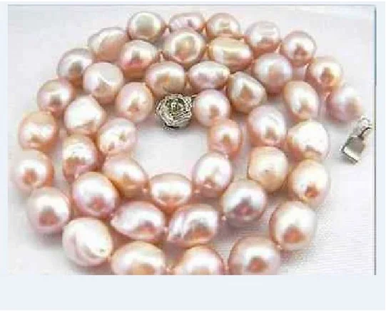 Elegant11-12mm Южное море золото розовый барокко жемчужное ожерелье 18 дюймов